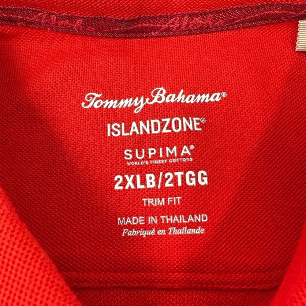 TOMMY BAHAMA Men's Red Short Sleeve Island Zone Polo Shirt Supima Cotton 2XLB